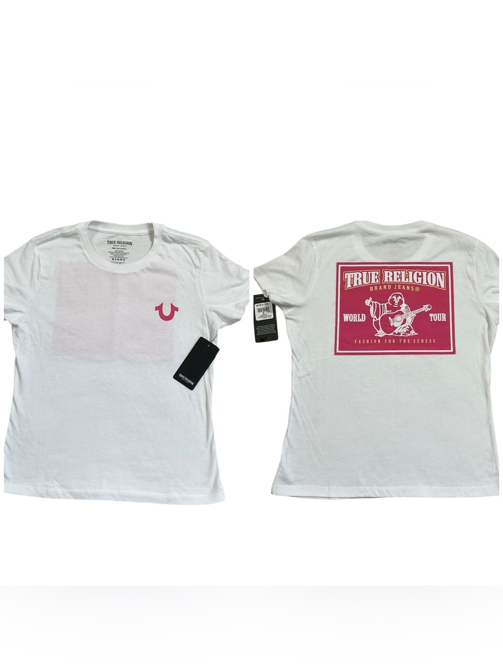 True Religion World Tour Graphic Tee NWT Pink White Size Medium